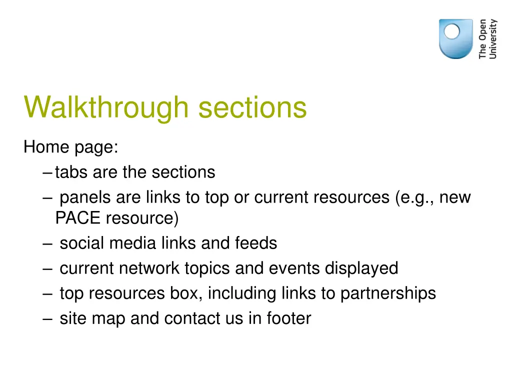 walkthrough sections