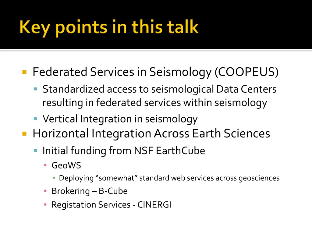 federated services in seismology coopeus