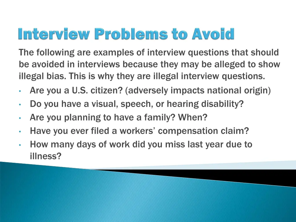 the following are examples of interview questions