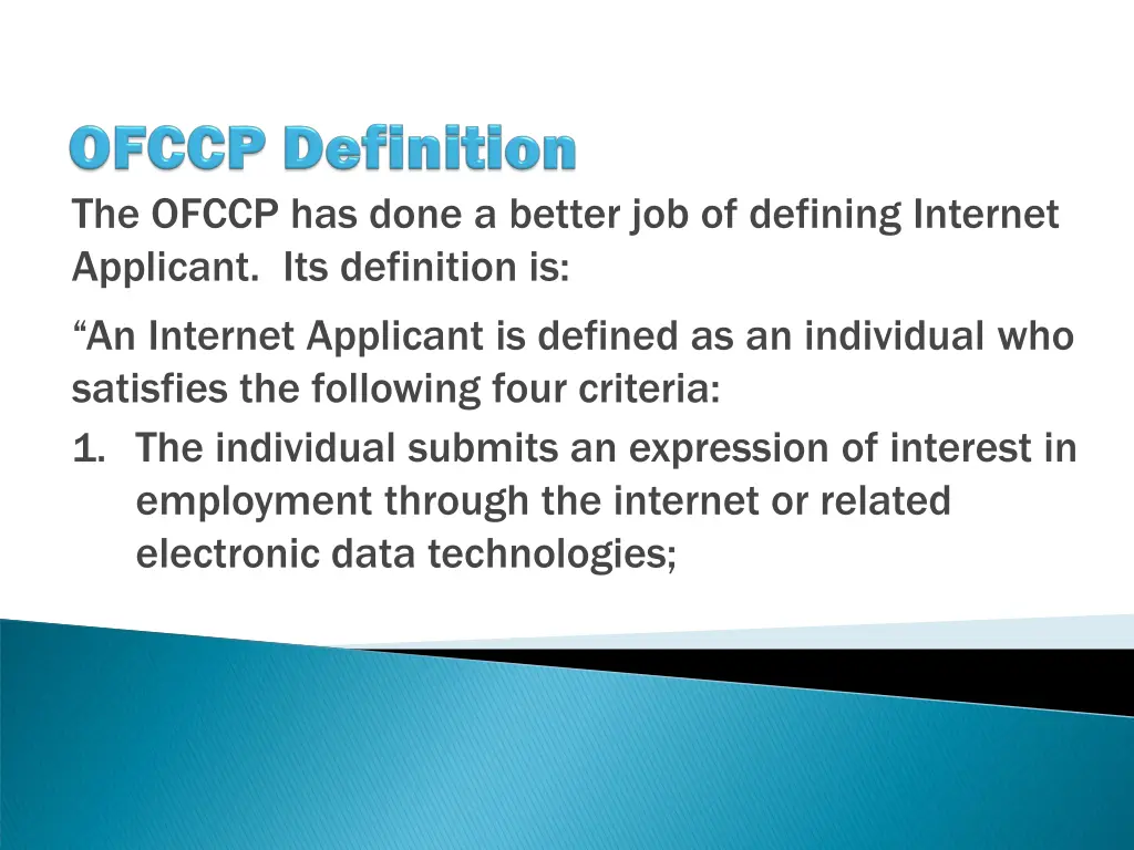 the ofccp has done a better job of defining