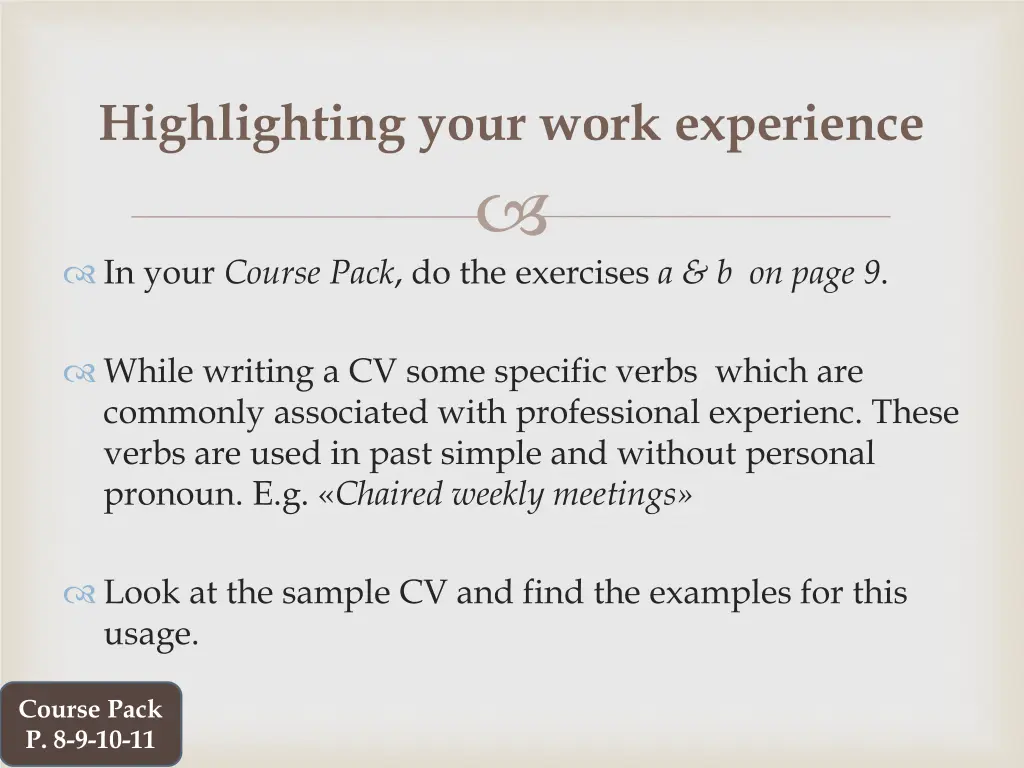 highlighting your work experience 1