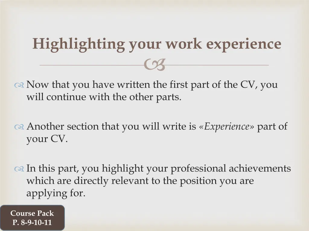 highlighting your work experience