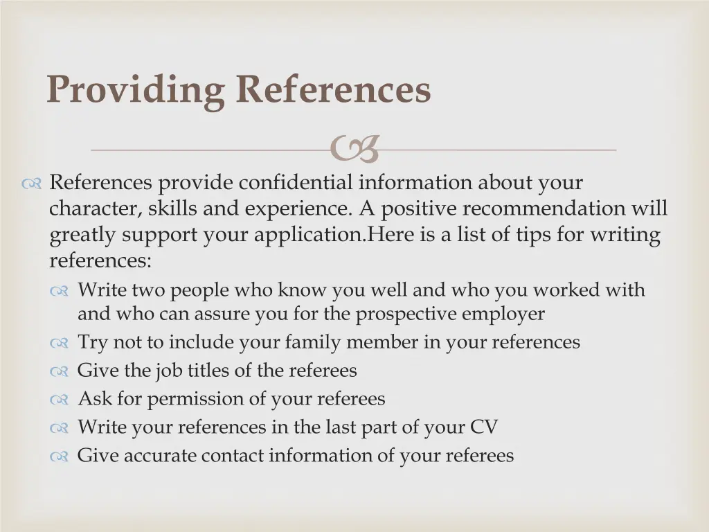 providing references 1