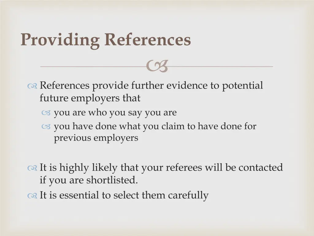 providing references