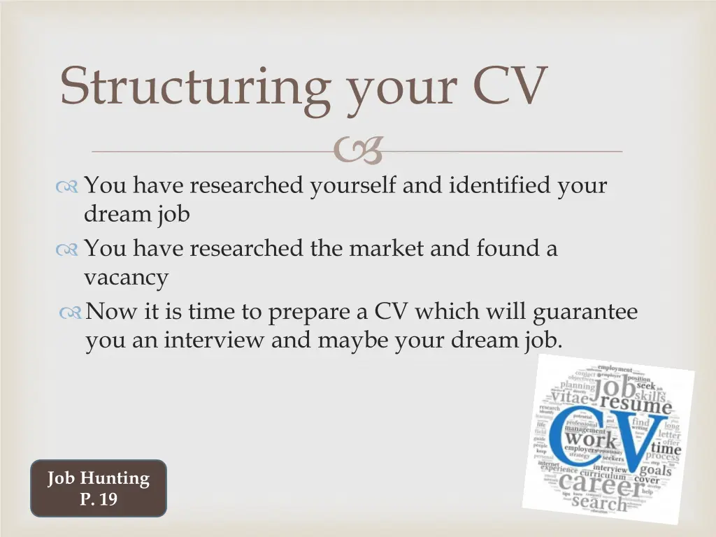 structuring your cv