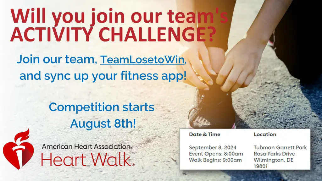 will you join our team s activity challenge join