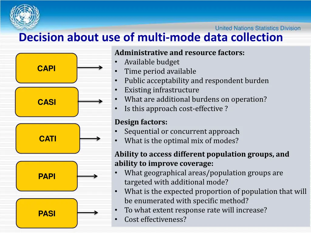 decision about use of multi mode data collection