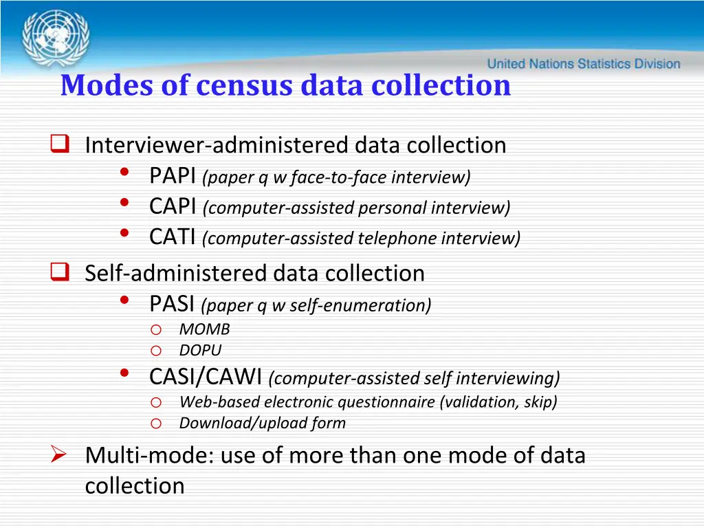 modes of census data collection