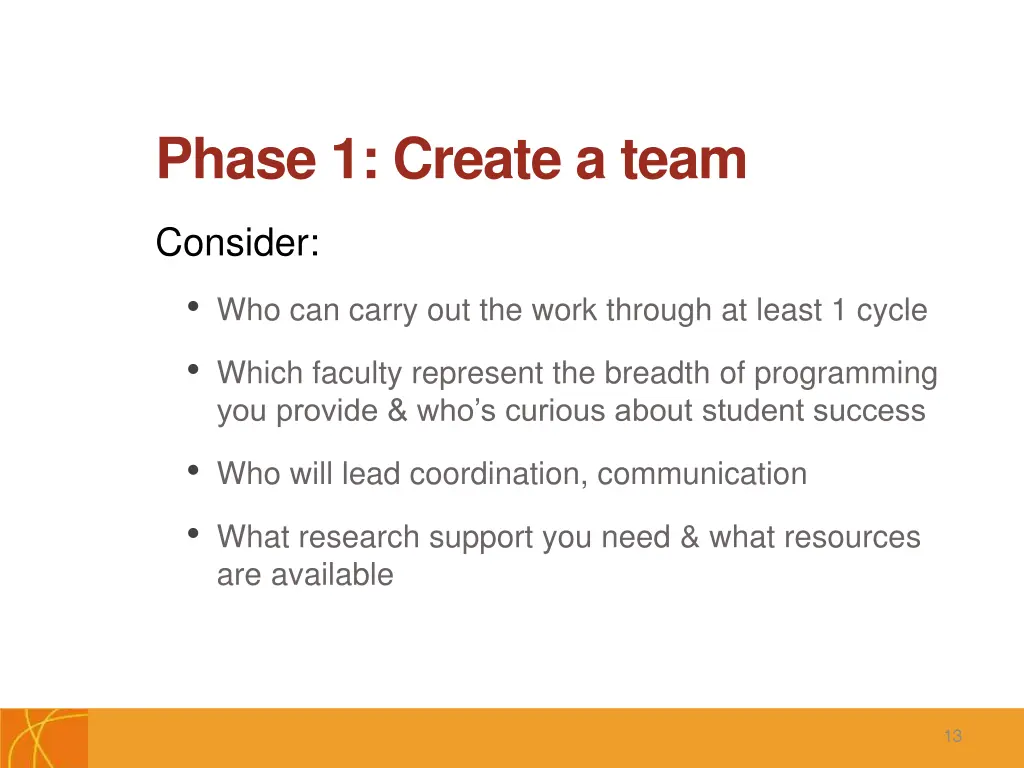 phase 1 create a team