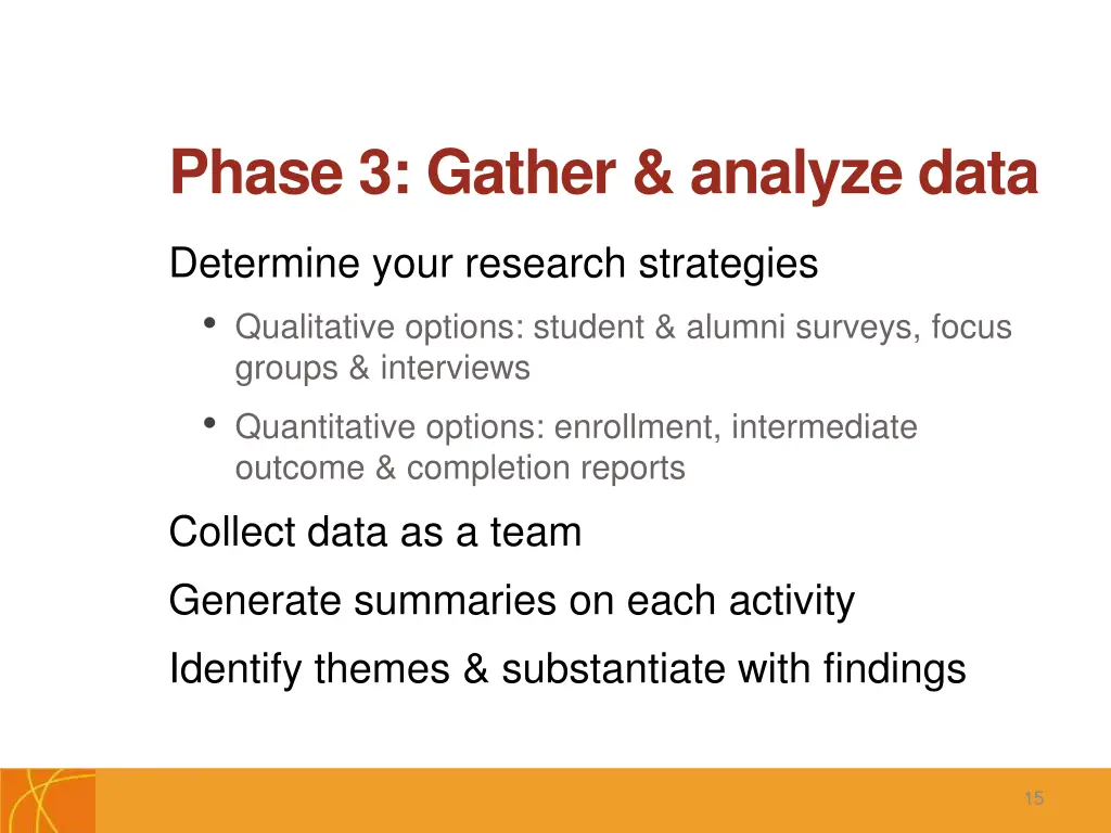 phase 3 gather analyze data
