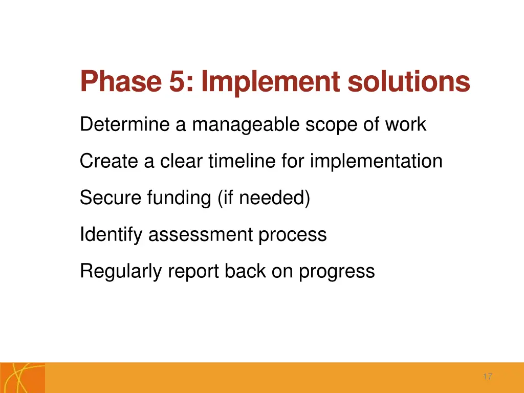 phase 5 implement solutions