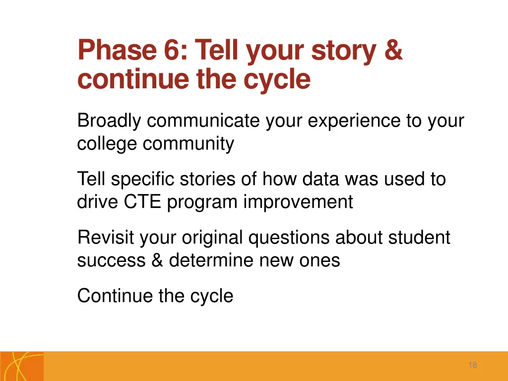 phase 6 tell your story continue the cycle