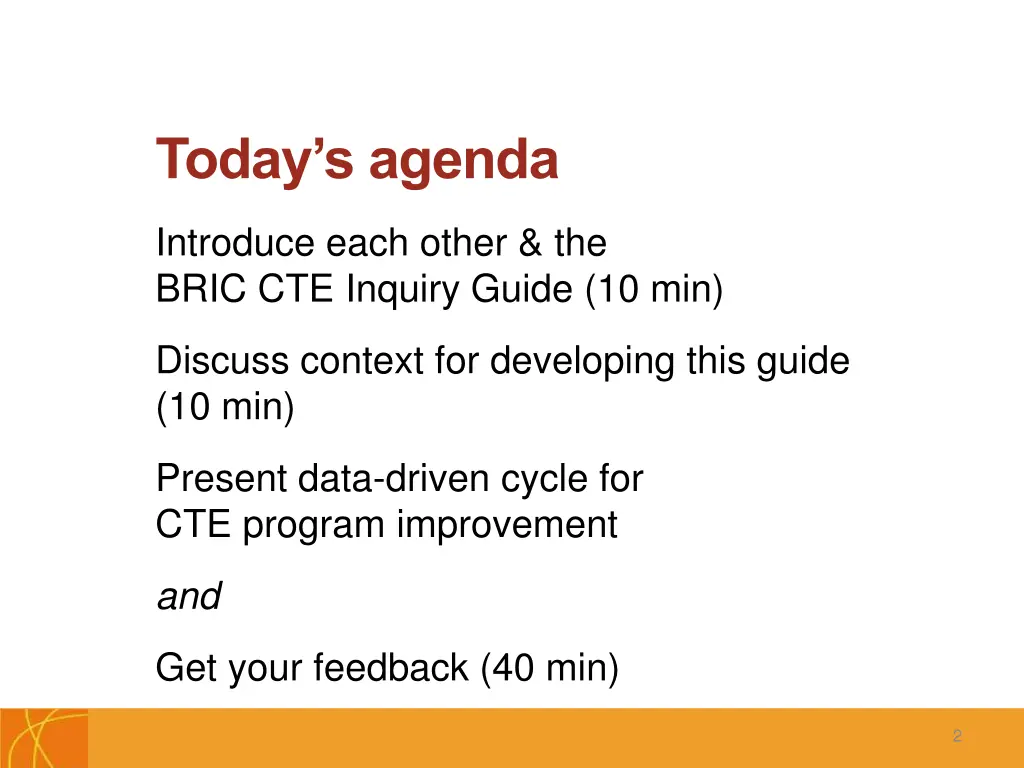 today s agenda