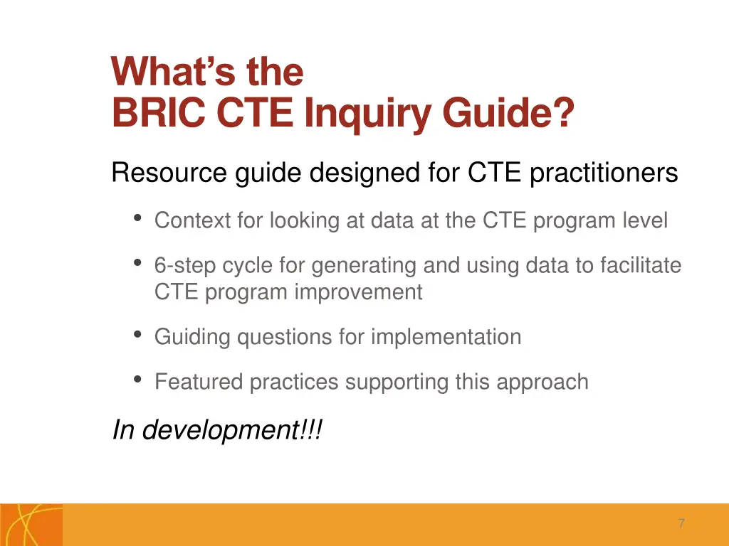 what s the bric cte inquiry guide