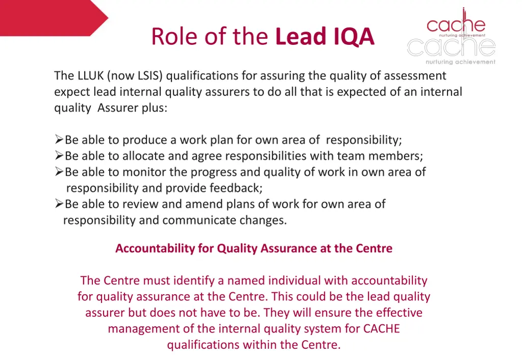 role of the lead iqa