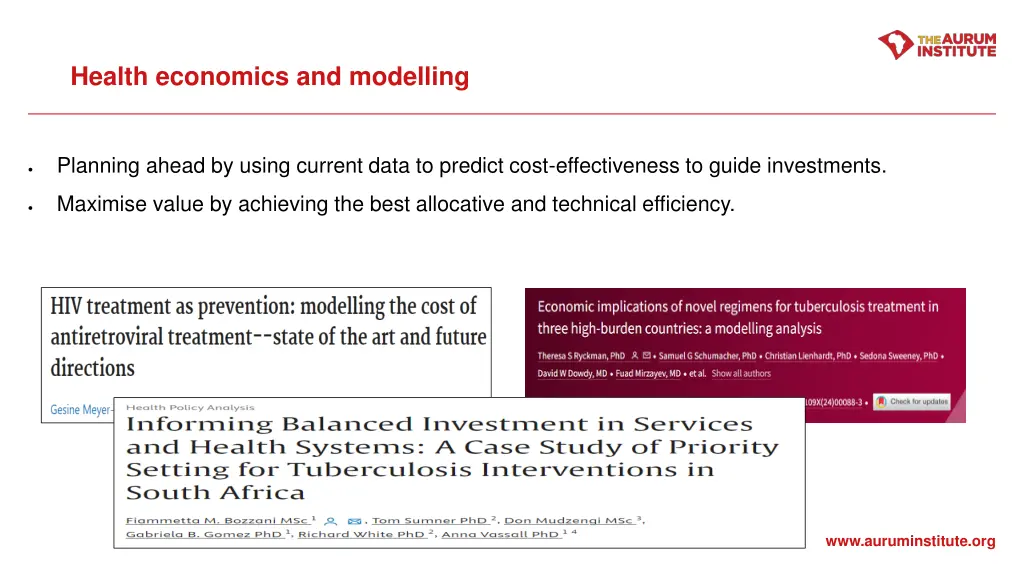 health economics and modelling