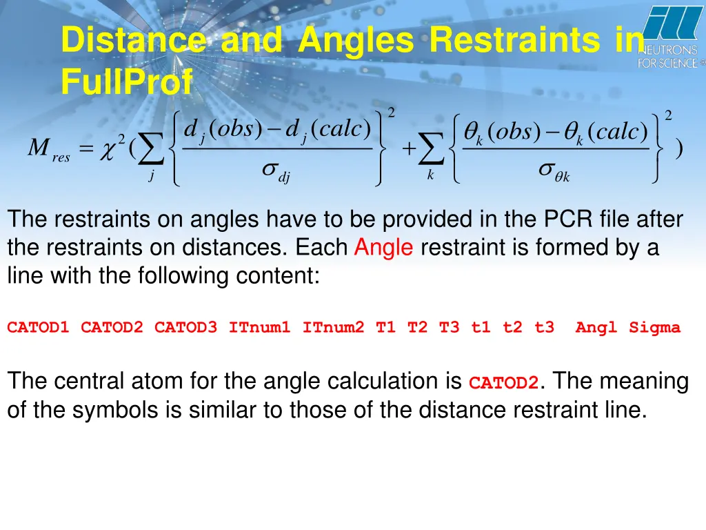 distance and angles restraints in fullprof 1