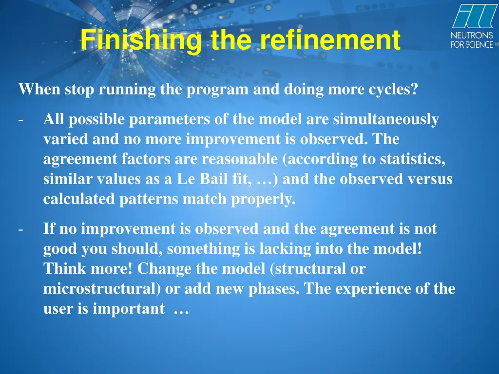 finishing the refinement