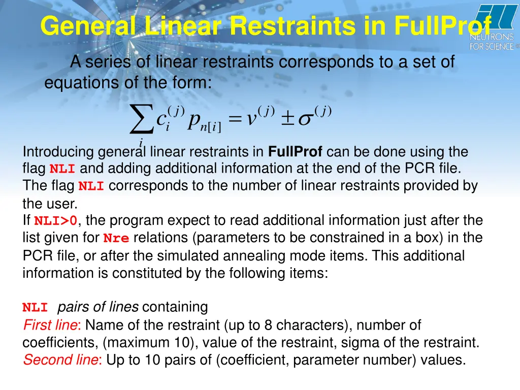 general linear restraints in fullprof 1