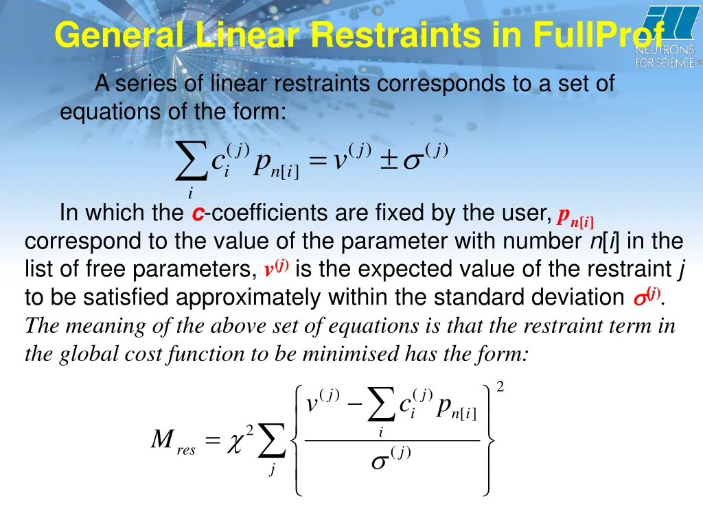 general linear restraints in fullprof