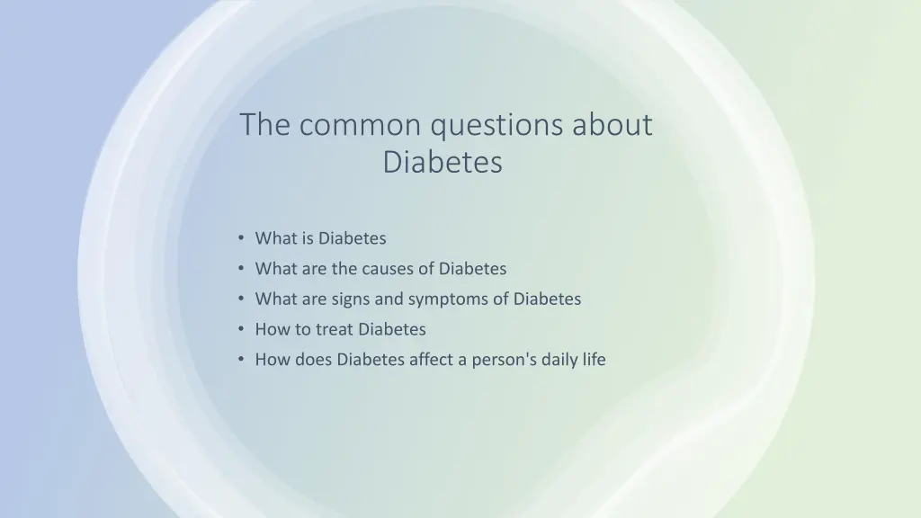 the common questions about diabetes