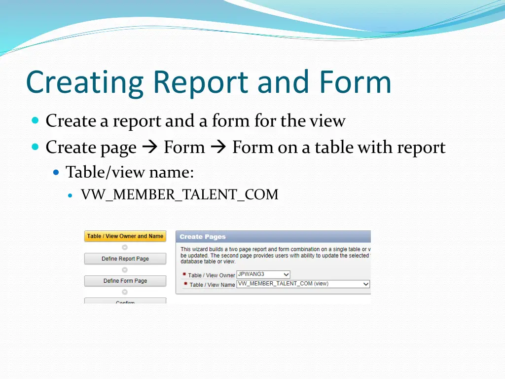 creating report and form