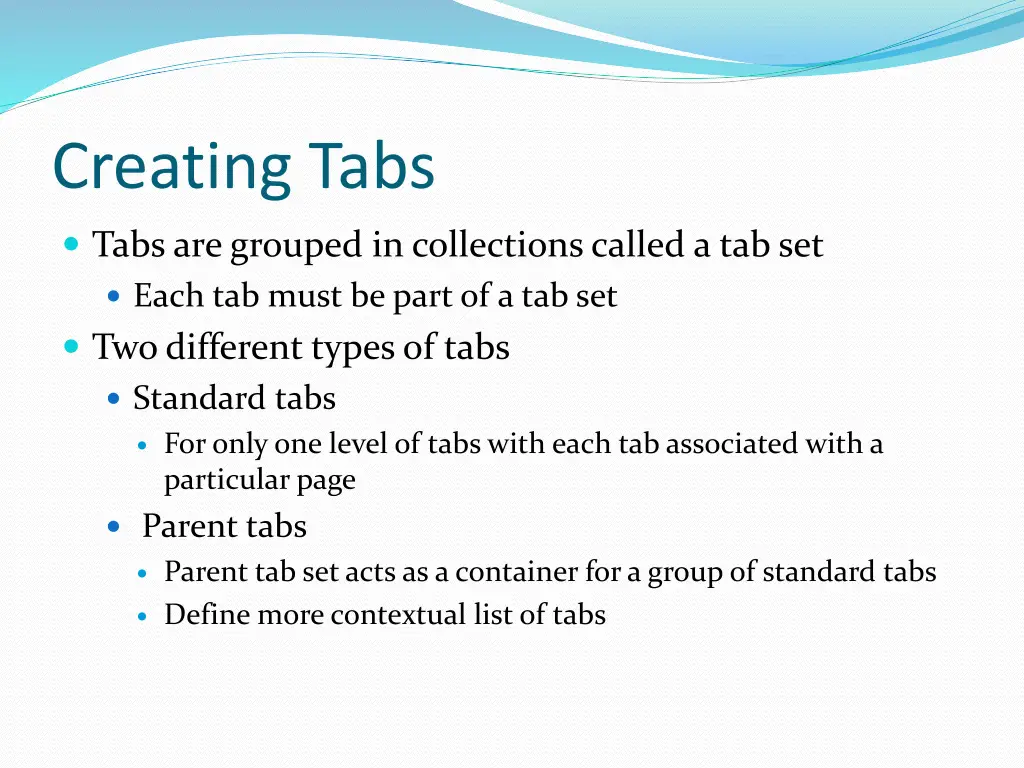 creating tabs