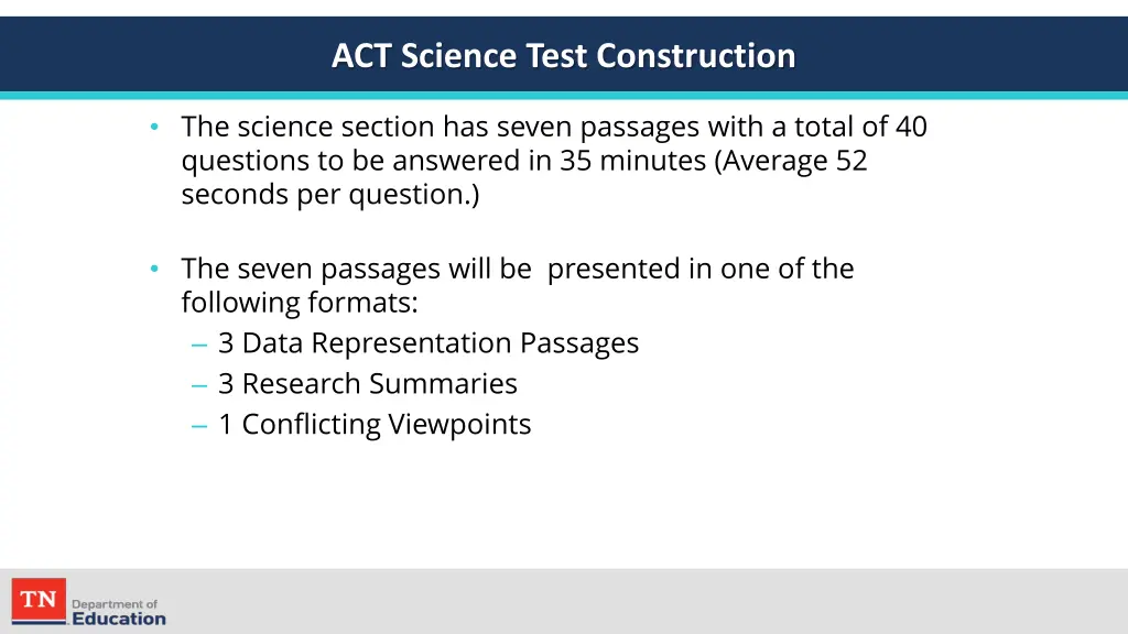 act science test construction