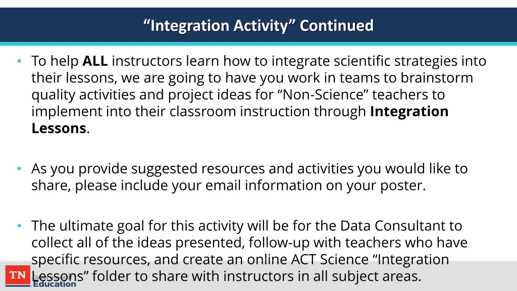 integration activity continued