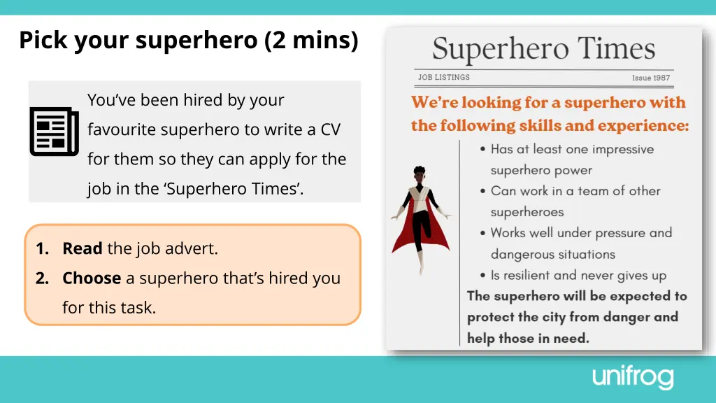 pick your superhero 2 mins