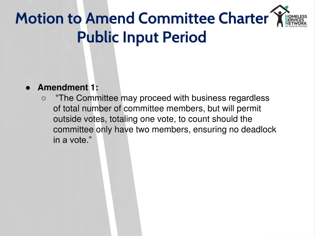 motion to amend committee charter public input