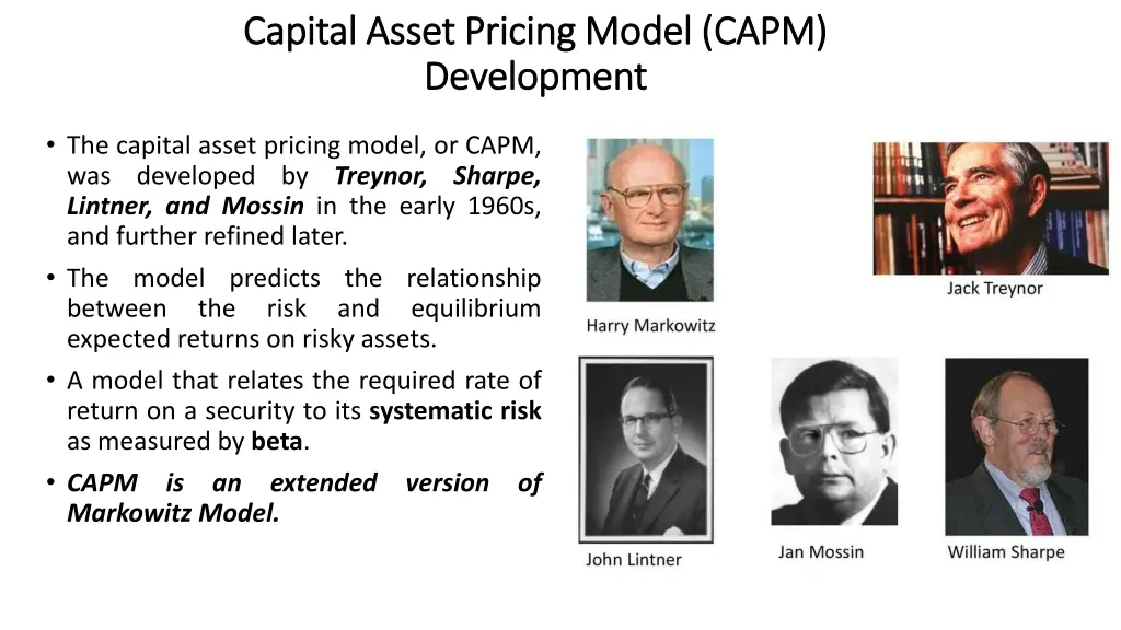 capital asset pricing model capm capital asset