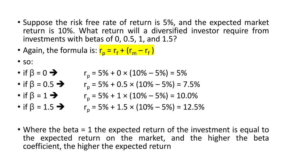 suppose the risk free rate of return