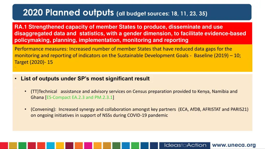 2020 planned outputs all budget sources