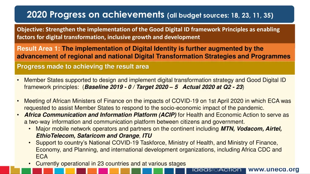 2020 progress on achievements all budget sources 3