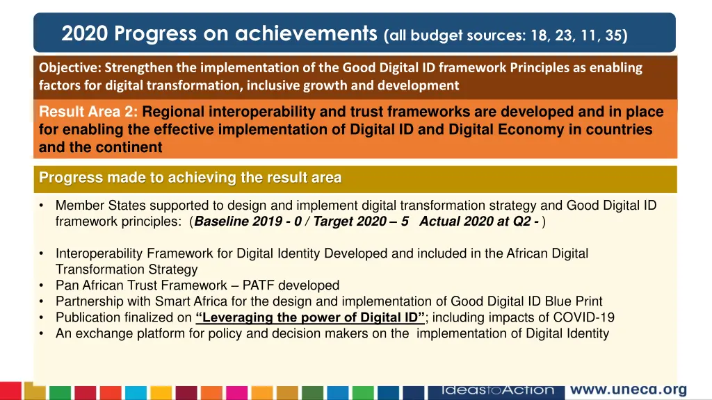 2020 progress on achievements all budget sources 4
