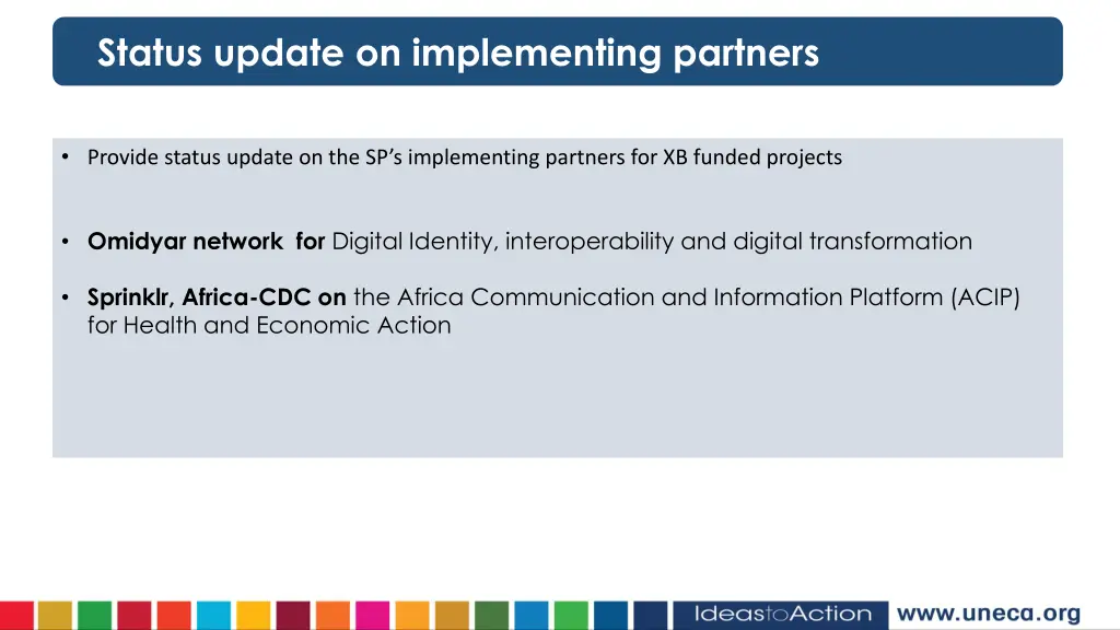status update on implementing partners 1