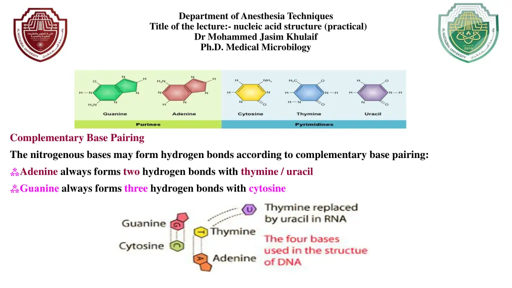 department of anesthesia techniques title 2