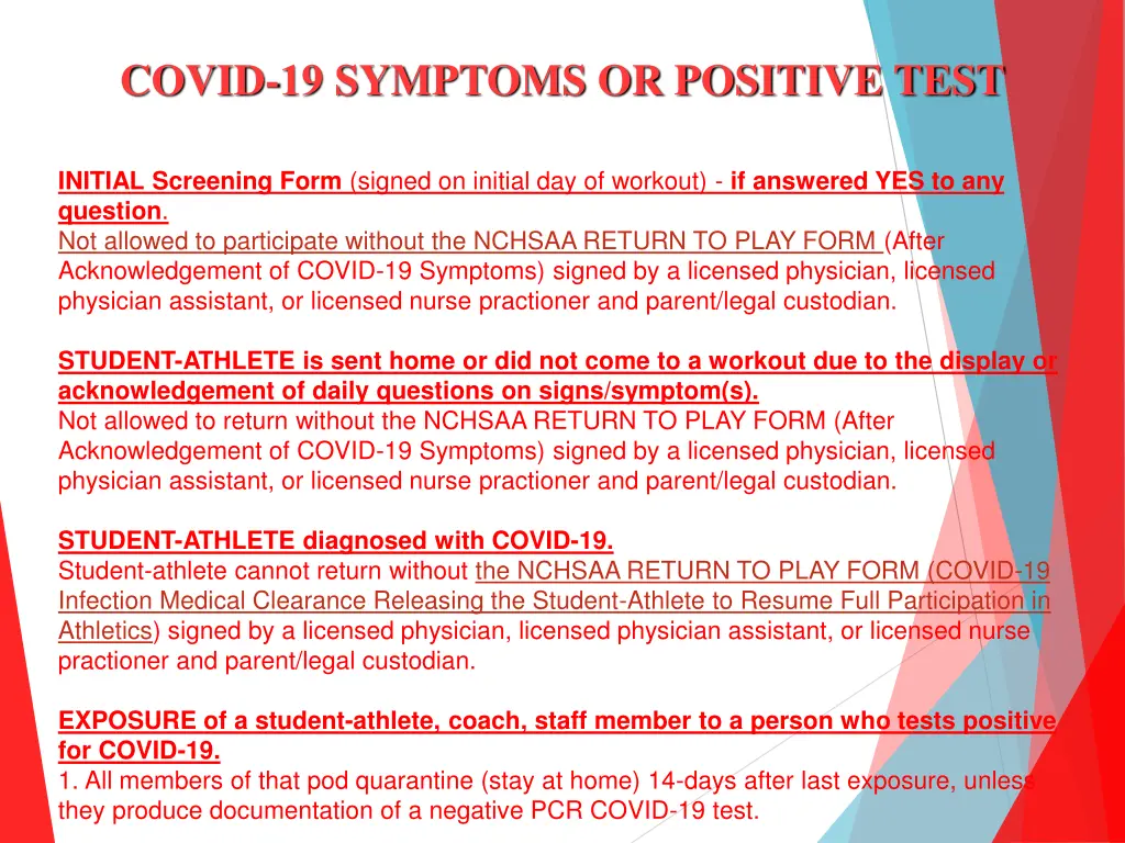 covid 19 symptoms or positive test