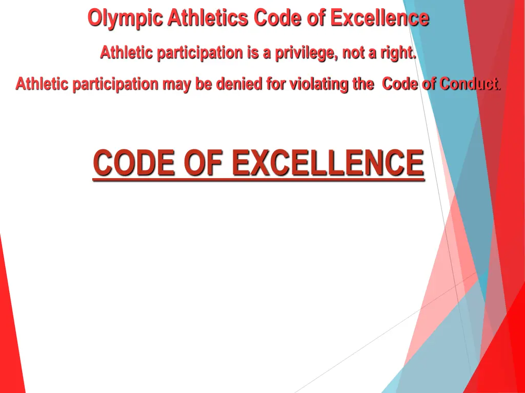 olympic athletics code of excellence