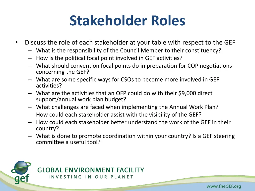 stakeholder roles