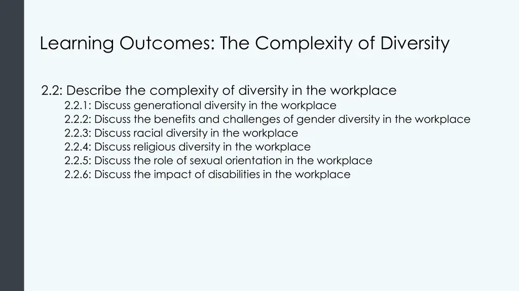 learning outcomes the complexity of diversity