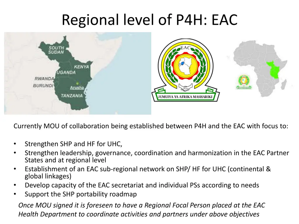 regional level of p4h eac