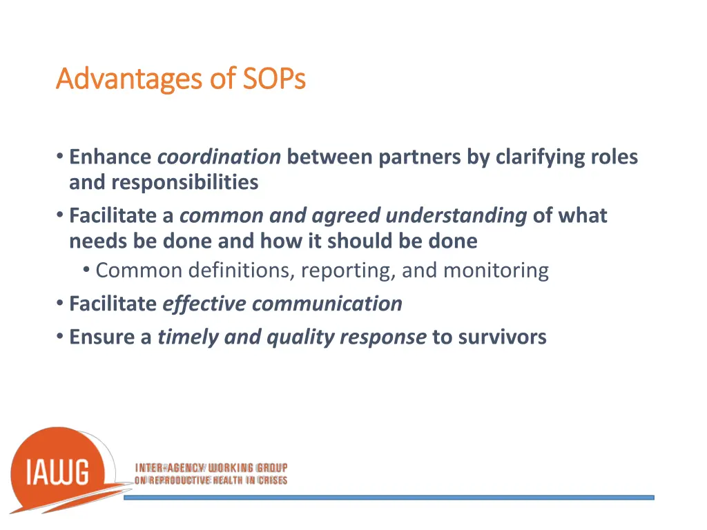 advantages of sops advantages of sops