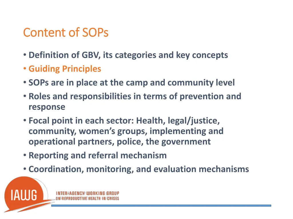 content of sops content of sops