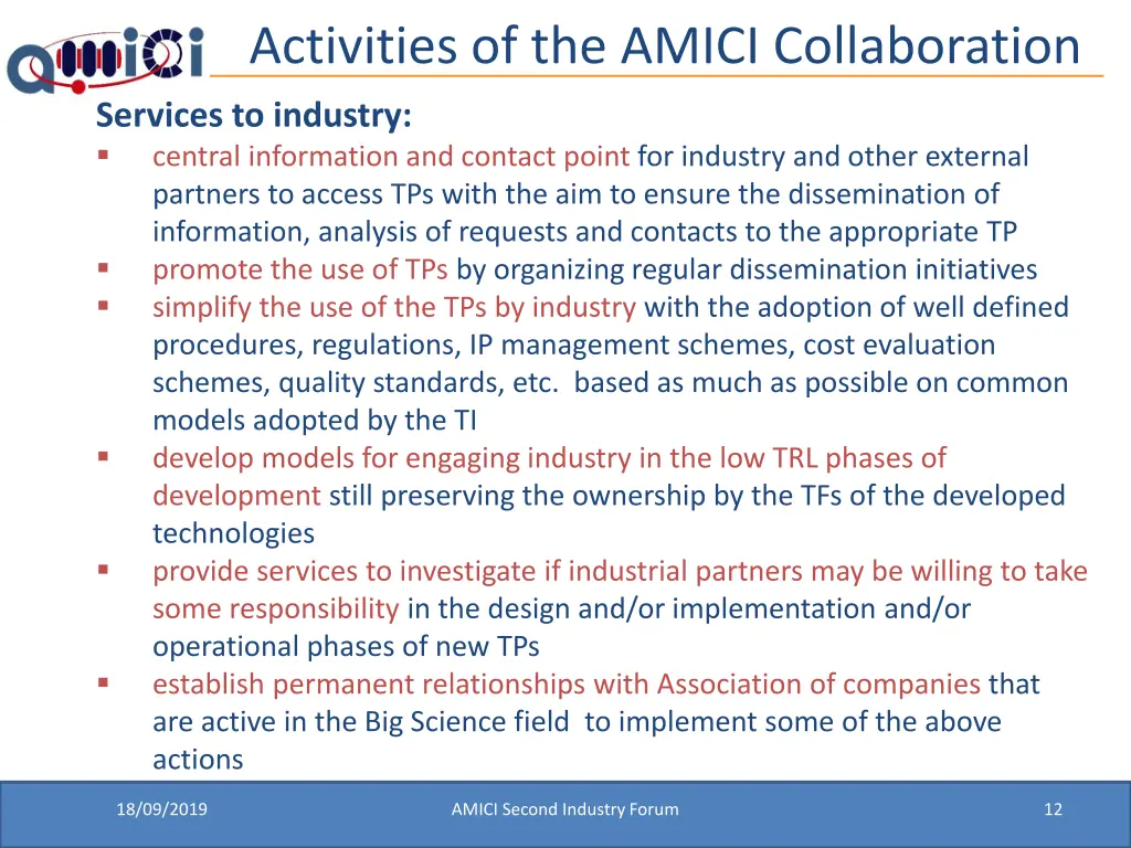 activities of the amici collaboration 2
