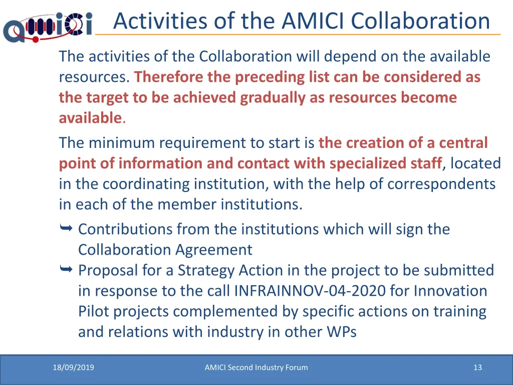 activities of the amici collaboration 3