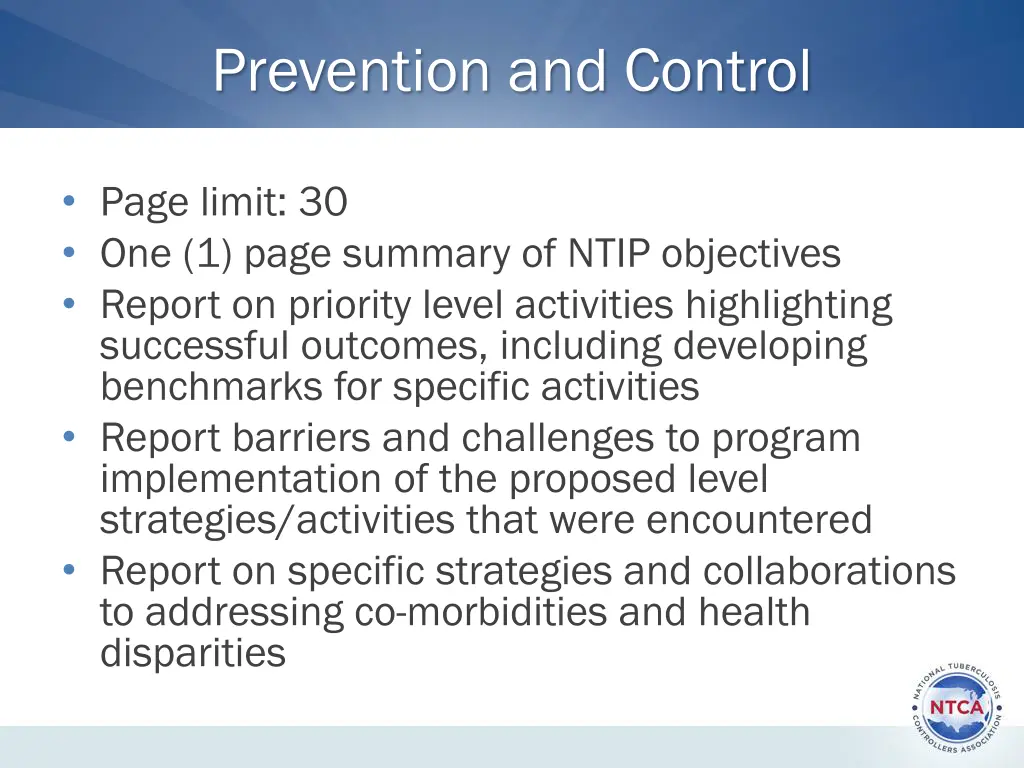 prevention and control