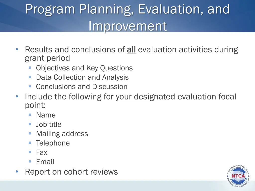 program planning evaluation and improvement
