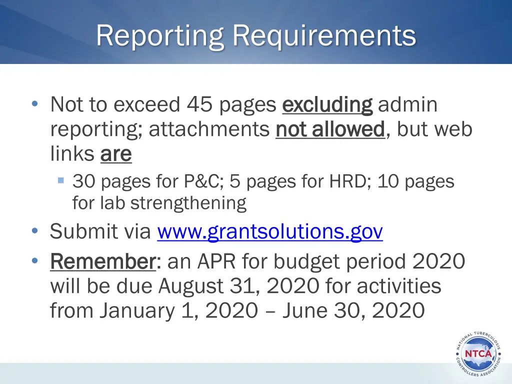 reporting requirements